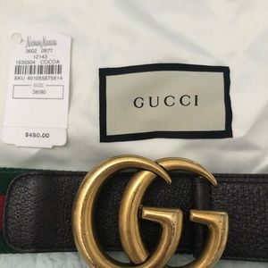 Authentic Gucci Belt Red and Green Canvas w/Brown Leather